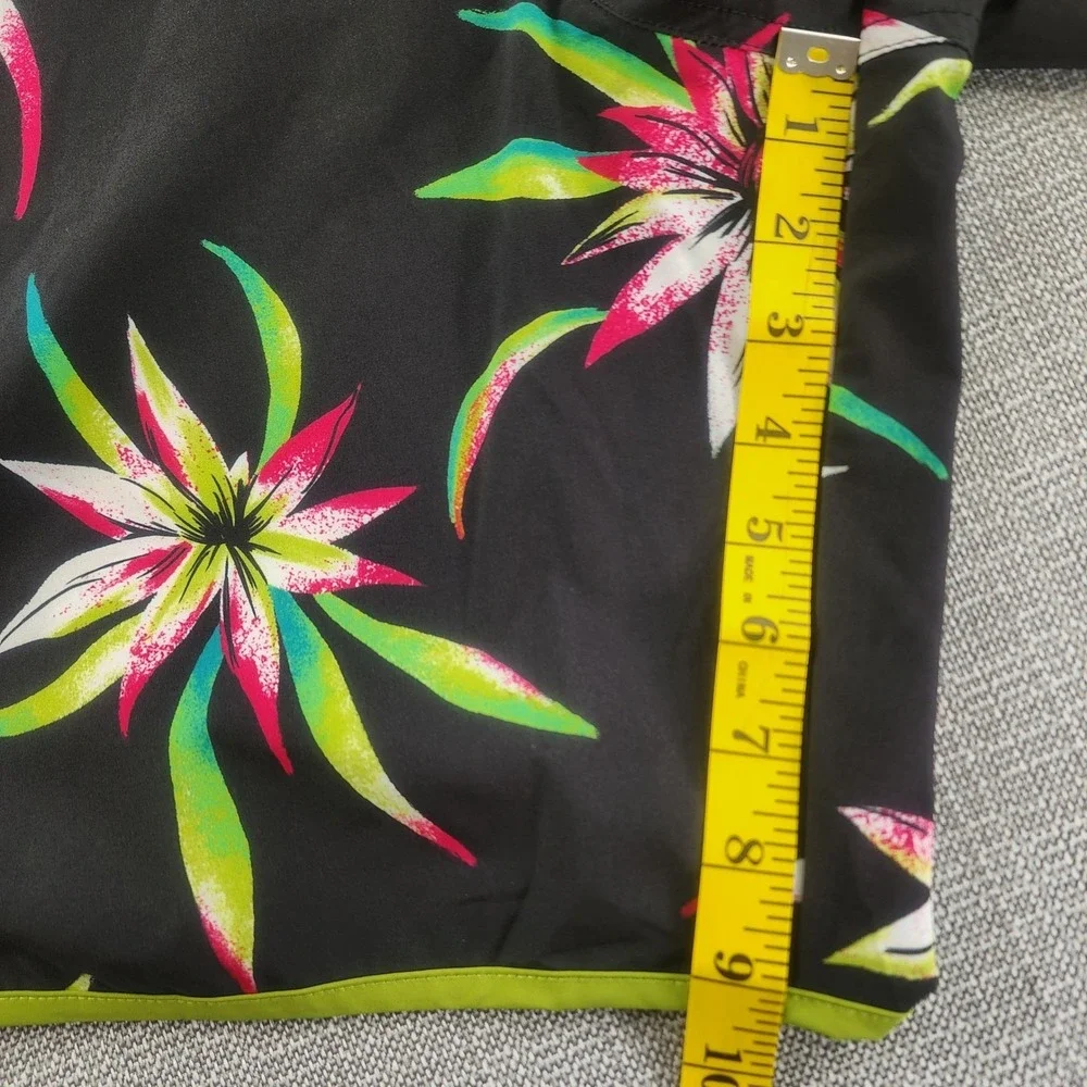 Hot Coals Mens XL Black Floral Board Shorts Swim Trunks Tropical